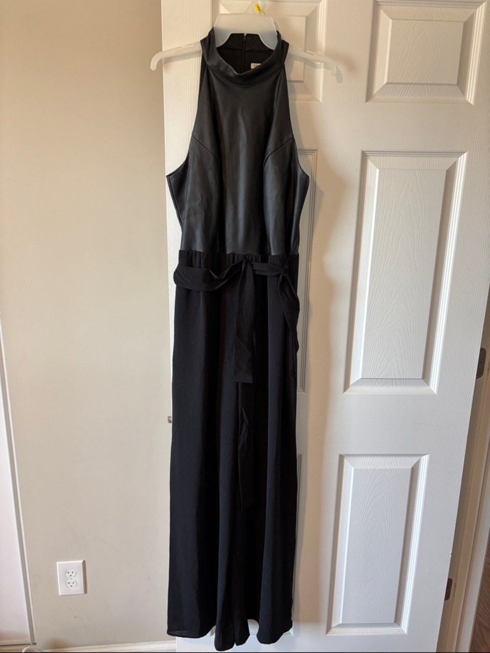 Cato Black Faux-Leather Sleeveless Jumpsuit